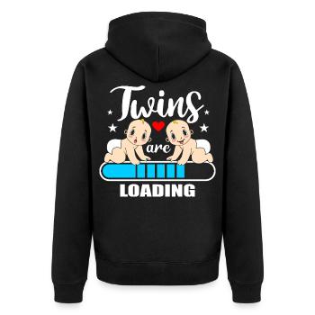 Zwillinge sind geladen, Mama bekommt Zwillinge - Unisex Premium Bio Zip Hoodie - Schwarz - Hinten - Nico (187cm)