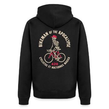 Bikeman of the Apocalypse - Unisex Premium Bio Zip Hoodie - Schwarz - Hinten - Nico (187cm)