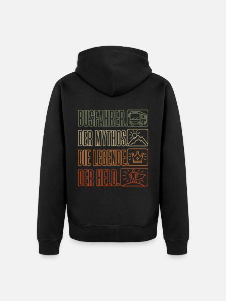 Busfahrer Mythos Legende Held - Unisex Premium Bio Zip Hoodie - Schwarz