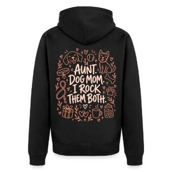 Tante Hund Mama Lustige Hundeliebhaberin Tante - Unisex Premium Bio Zip Hoodie - Schwarz - Hinten - Nico (187cm)