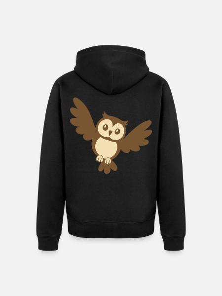 Eule Vogelmotiv Geschenkidee Illustration - Unisex Premium Bio Zip Hoodie - Schwarz
