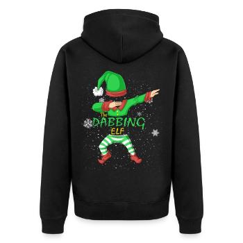 Die Dabbing Elf Weihnachts-Matching-Familiengruppe - Unisex Premium Bio Zip Hoodie - Schwarz - Hinten - Nico (187cm)