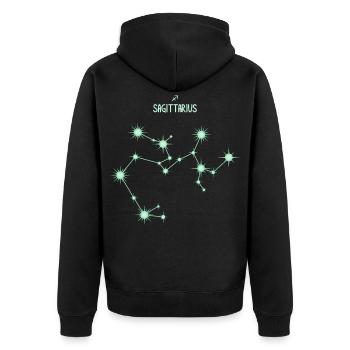 Schütze Tierzeichen Stern Sternbild Grün - Unisex Premium Bio Zip Hoodie - Schwarz - Hinten - Nico (187cm)