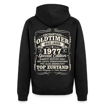 Oldtimer Baujahr 1977 Jahrgang Geburtstag Geschenk - Unisex Premium Bio Zip Hoodie - Schwarz - Hinten - Nico (187cm)