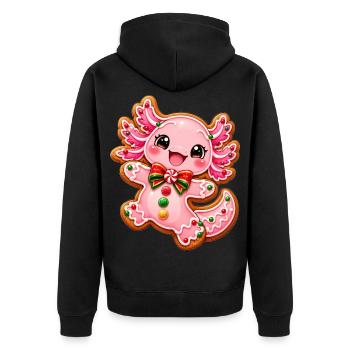Zuckersüßer Keksdrache Cartoon - Unisex Premium Bio Zip Hoodie - Schwarz - Hinten - Nico (187cm)