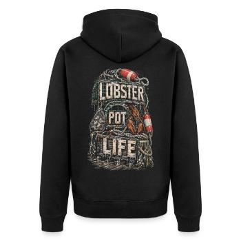 Hummerfänger Hummerfischer Lobster Pot Life - Unisex Premium Bio Zip Hoodie - Schwarz - Hinten - Nico (187cm)
