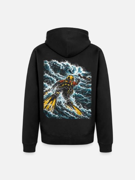 Rettungsschwimmer Wasserrettung - Unisex Premium Bio Zip Hoodie - Schwarz
