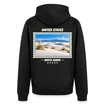 Vereinigte Staaten White Sands Vintage Reisemarke - Unisex Premium Bio Zip Hoodie - Schwarz - Hinten - Nico (187cm)