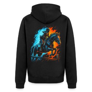 Pferde Mädchen Reiterin Reiten Reitsport Pferd - Unisex Premium Bio Zip Hoodie - Schwarz - Hinten - Nico (187cm)