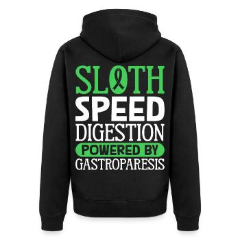 Gastroparese Humor - Faultier-Verdauung - Unisex Premium Bio Zip Hoodie - Schwarz - Hinten - Nico (187cm)