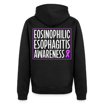 Eosinophile Ösophagitis - Aufklärung unterstützen - Unisex Premium Bio Zip Hoodie - Schwarz - Hinten - Nico (187cm)