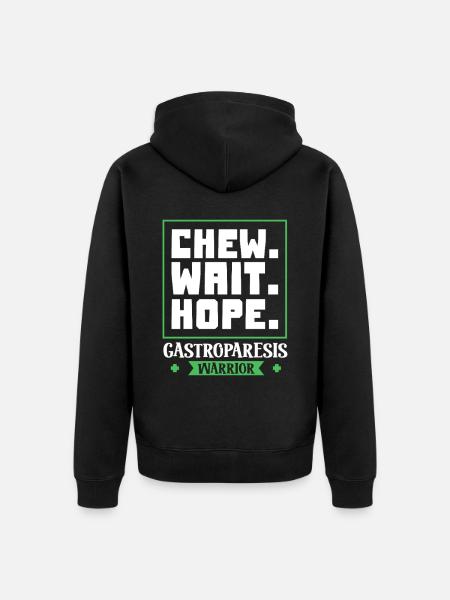 Kauen. Warten. Hoffen. - Gastroparese - Unisex Premium Bio Zip Hoodie - Schwarz