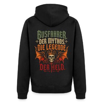 Busfahrer Mythos Legende Held - Unisex Premium Bio Zip Hoodie - Schwarz - Hinten - Nico (187cm)