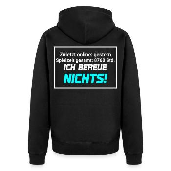 Gaming Statistik Gesamt Spielzeit Nerd Spruch  - Unisex Premium Bio Zip Hoodie - Schwarz - Hinten - Nico (187cm)