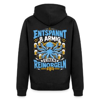 Achtarmig Saufparty Malle - Unisex Premium Bio Zip Hoodie - Schwarz - Hinten - Nico (187cm)