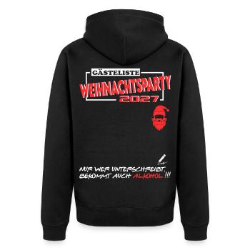 Weihnachten 2027 Party Gästeliste XMAS Feier Fete - Unisex Premium Bio Zip Hoodie - Schwarz - Hinten - Nico (187cm)