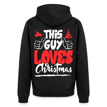 Weihnachten Ich liebe Christmas Sprüche I Love - Unisex Premium Bio Zip Hoodie - Schwarz - Hinten - Nico (187cm)