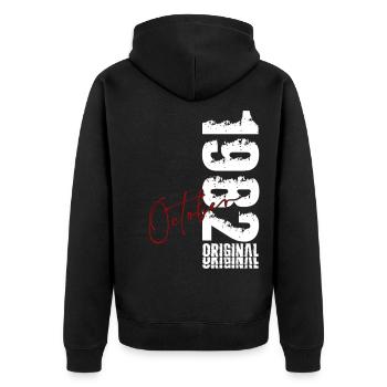 44. Geburtstag Geschenk Mann Original Oktober 1982 - Unisex Premium Bio Zip Hoodie - Schwarz - Hinten - Nico (187cm)