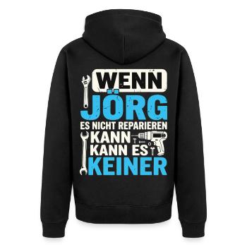 Wenn Joerg Es Nicht Reparieren Kann Bester Joer - Unisex Premium Bio Zip Hoodie - Schwarz - Hinten - Nico (187cm)