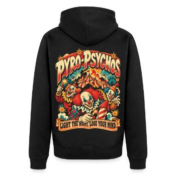 Pyro Clowns - Unisex Premium Bio Zip Hoodie - Schwarz - Hinten - Nico (187cm)