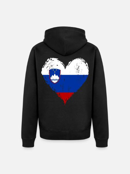 Slowenien Herzflagge Grunge - Unisex Premium Bio Zip Hoodie - Schwarz