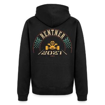 Rentner 2027 (Rente Ruhestand Zieleinfahrt / 4C) - Unisex Premium Bio Zip Hoodie - Schwarz - Hinten - Nico (187cm)