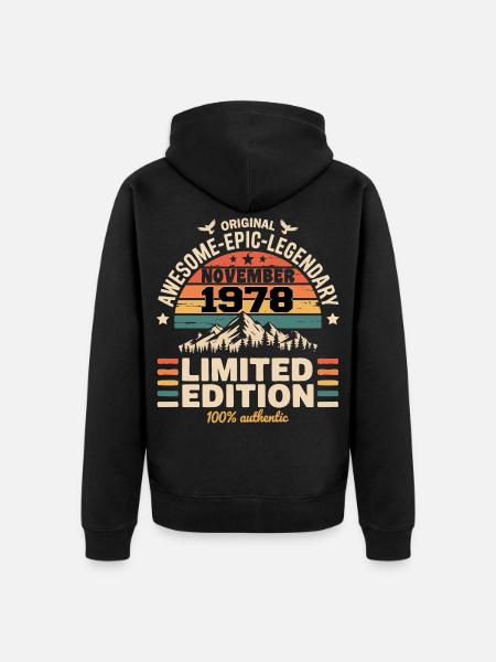November 1978 Rückblick November 1978 - Unisex Premium Bio Zip Hoodie - Schwarz