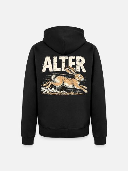 Alter Hase – Retro Hasen Spruch - Unisex Premium Bio Zip Hoodie - Schwarz