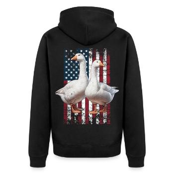 Goose US Gans - Unisex Premium Bio Zip Hoodie - Schwarz - Hinten - Nico (187cm)
