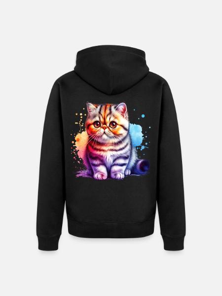 Exotische Kurzhaarkatze Geschenk - Unisex Premium Bio Zip Hoodie - Schwarz