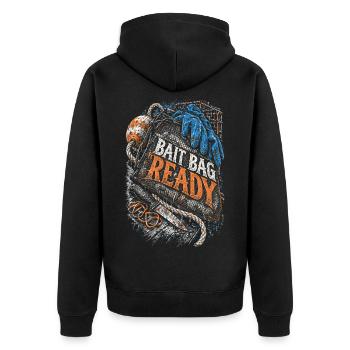 Hummerfänger Hummerfischer Bait Bag Ready - Unisex Premium Bio Zip Hoodie - Schwarz - Hinten - Nico (187cm)