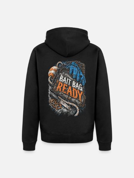 Hummerfänger Hummerfischer Bait Bag Ready - Unisex Premium Bio Zip Hoodie - Schwarz
