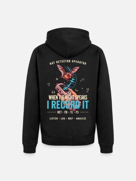Nachtstimmen Fledermaus Aufnahme - Unisex Premium Bio Zip Hoodie - Schwarz