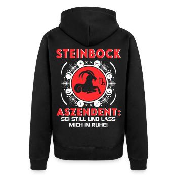 Sternzeichen Steinbock Aszendent Birthday Sprüche - Unisex Premium Bio Zip Hoodie - Schwarz - Hinten - Nico (187cm)