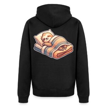 Faultier - Unisex Premium Bio Zip Hoodie - Schwarz - Hinten - Nico (187cm)