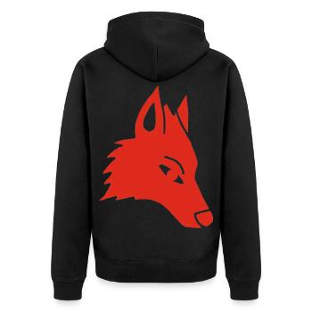 Wolf Head Manga (rot) - Unisex Premium Bio Zip Hoodie - Schwarz - Hinten - Nico (187cm)