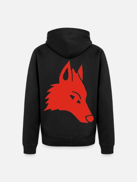 Wolf Head Manga (rot) - Unisex Premium Bio Zip Hoodie - Schwarz