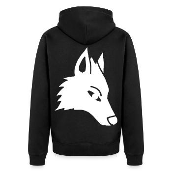 Wolf's Head Manga (weiß) - Unisex Premium Bio Zip Hoodie - Schwarz - Hinten - Nico (187cm)