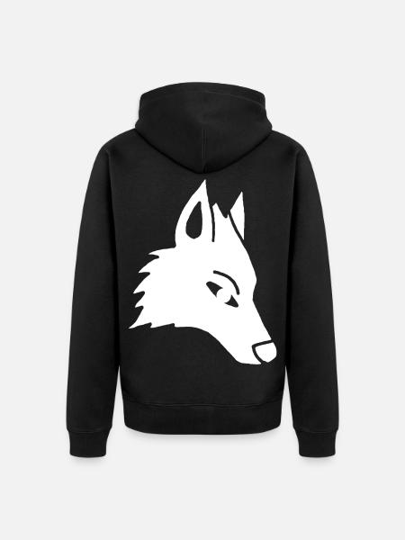 Wolf's Head Manga (weiß) - Unisex Premium Bio Zip Hoodie - Schwarz