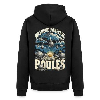 Pentanque Weekend Forecast Boules - Unisex Premium Bio Zip Hoodie - Schwarz - Hinten - Nico (187cm)
