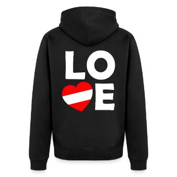 Austria Liebe-Design - Unisex Premium Bio Zip Hoodie - Schwarz - Hinten - Nico (187cm)