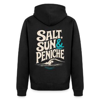 Salt Sun & Peniche - Unisex Premium Bio Zip Hoodie - Schwarz - Hinten - Nico (187cm)