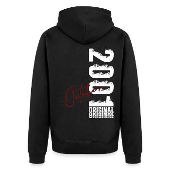 25. Geburtstag Geschenk Mann Original Oktober 2001 - Unisex Premium Bio Zip Hoodie - Schwarz - Hinten - Nico (187cm)