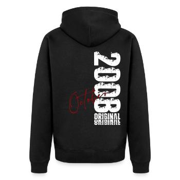18. Geburtstag Geschenk Mann Original Oktober 2008 - Unisex Premium Bio Zip Hoodie - Schwarz - Hinten - Nico (187cm)