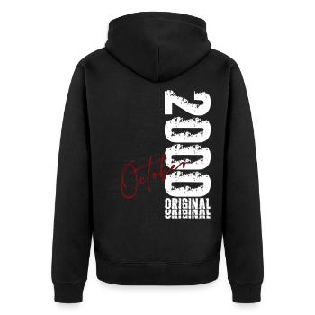26. Geburtstag Geschenk Mann Original Oktober 2000 - Unisex Premium Bio Zip Hoodie - Schwarz - Hinten - Nico (187cm)