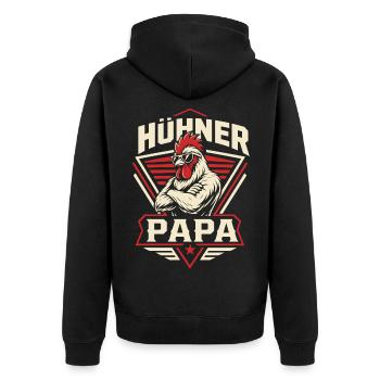 Hühner Papa Hühnerbesitzer Bauer - Unisex Premium Bio Zip Hoodie - Schwarz - Hinten - Nico (187cm)