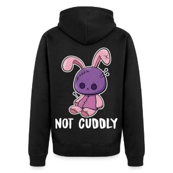 Not Cuddly – Voodoopuppe als Plüschhase - Unisex Premium Bio Zip Hoodie - Schwarz - Hinten - Nico (187cm)