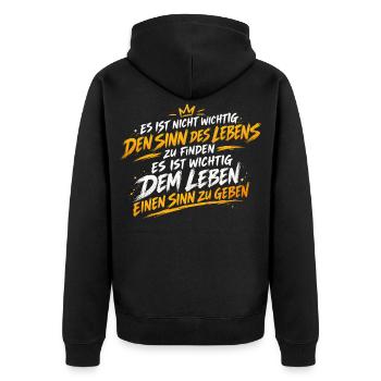 Sinn des Lebens Sinn Geben Zitat - Unisex Premium Bio Zip Hoodie - Schwarz - Hinten - Nico (187cm)