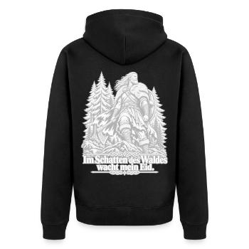 Germanischer Krieger -  Eid im Waldeschatten - Unisex Premium Bio Zip Hoodie - Schwarz - Hinten - Nico (187cm)
