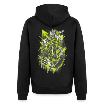 Mountainbike Urban Art MTB Graffiti Design - Unisex Premium Bio Zip Hoodie - Schwarz - Hinten - Nico (187cm)